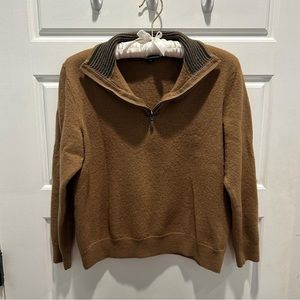 navy and brown/ tan quarter zip